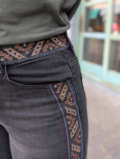 Vintage embroidered straight jeans - Black wash