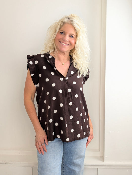 Baly dot top - Bruin/creme