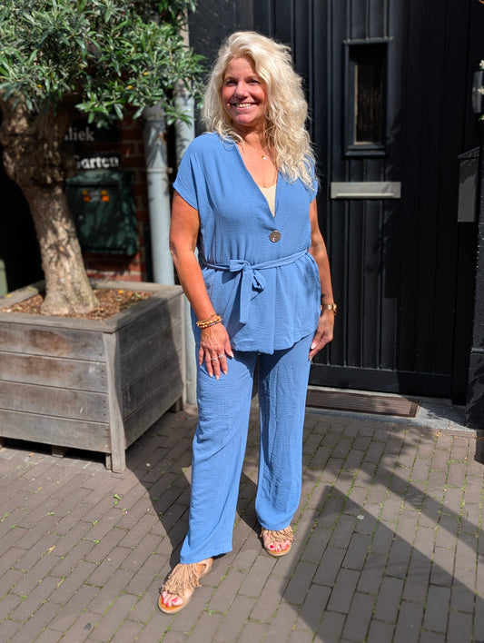 San setje gilet+ pantalon - Jeans blauw