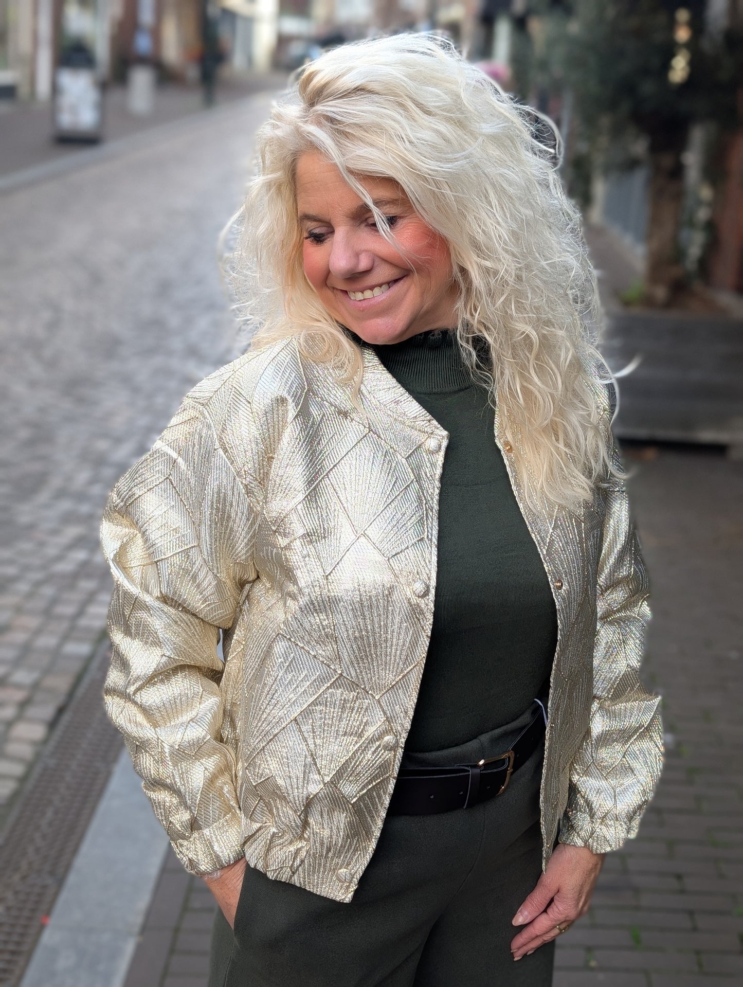 Zusss jacquard glans jasje - Champagne