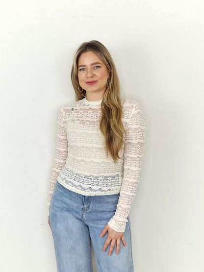 Lucy kanten top - Ecru
