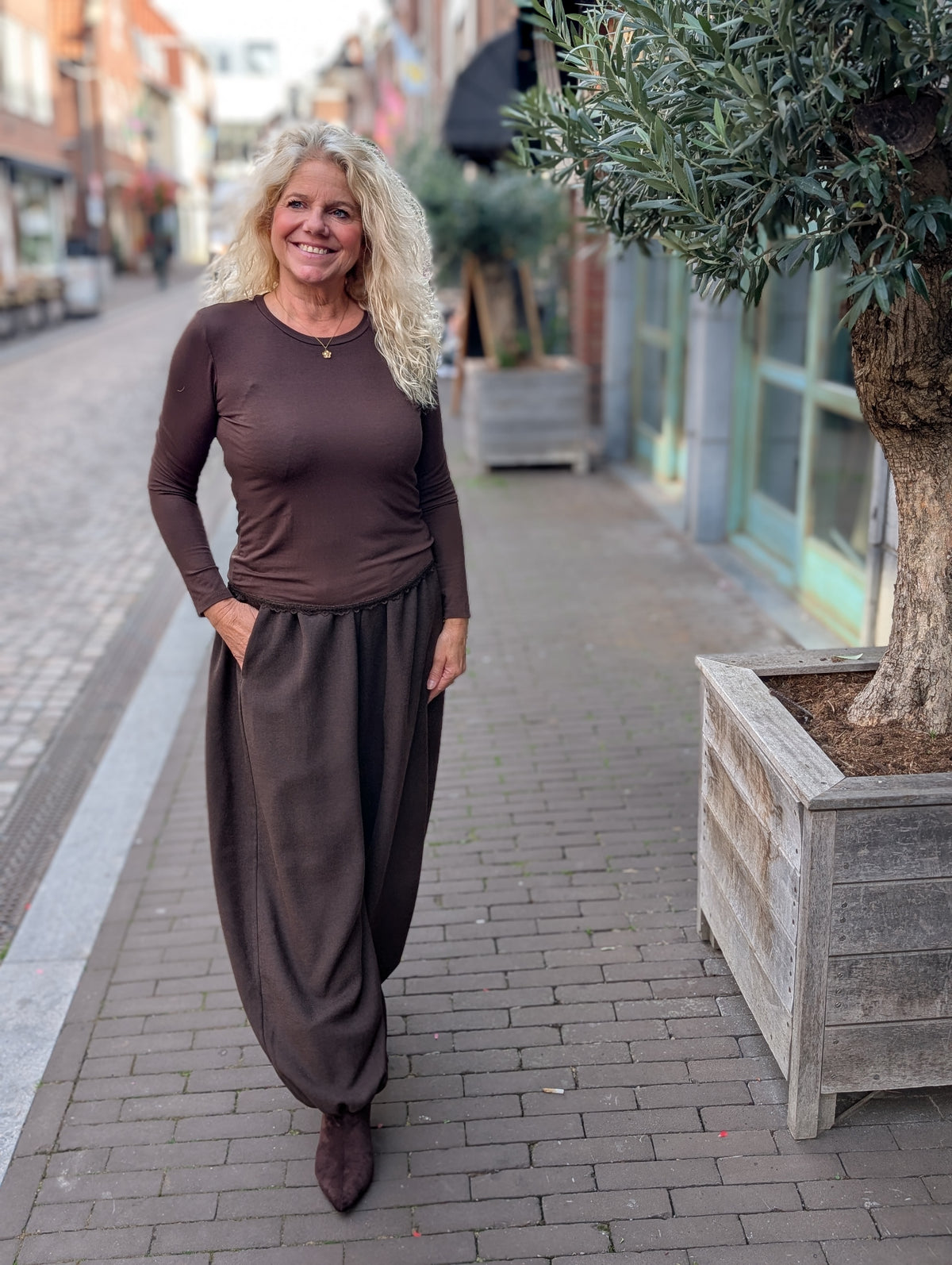 Fay basis shirt met lange mouwen - Bruin