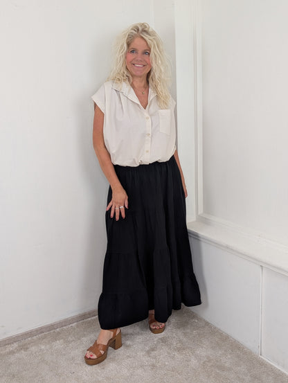 Katoenen Boho rok Klym- Zwart