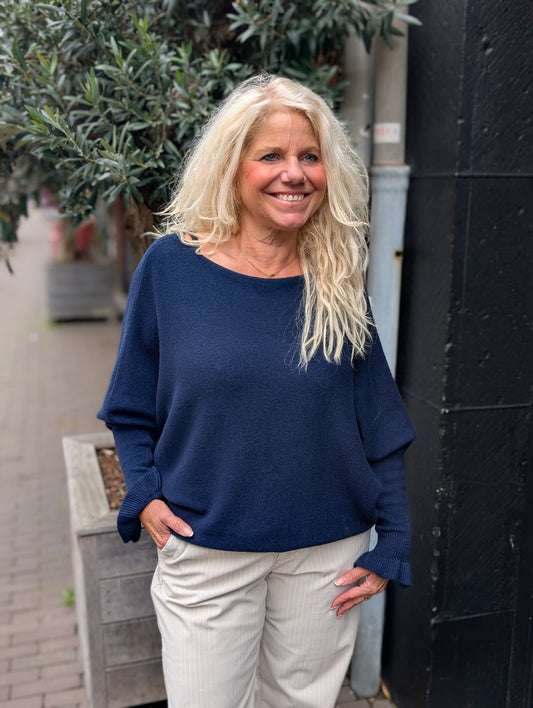 Viva vleermuis mouw trui - Donkerblauw