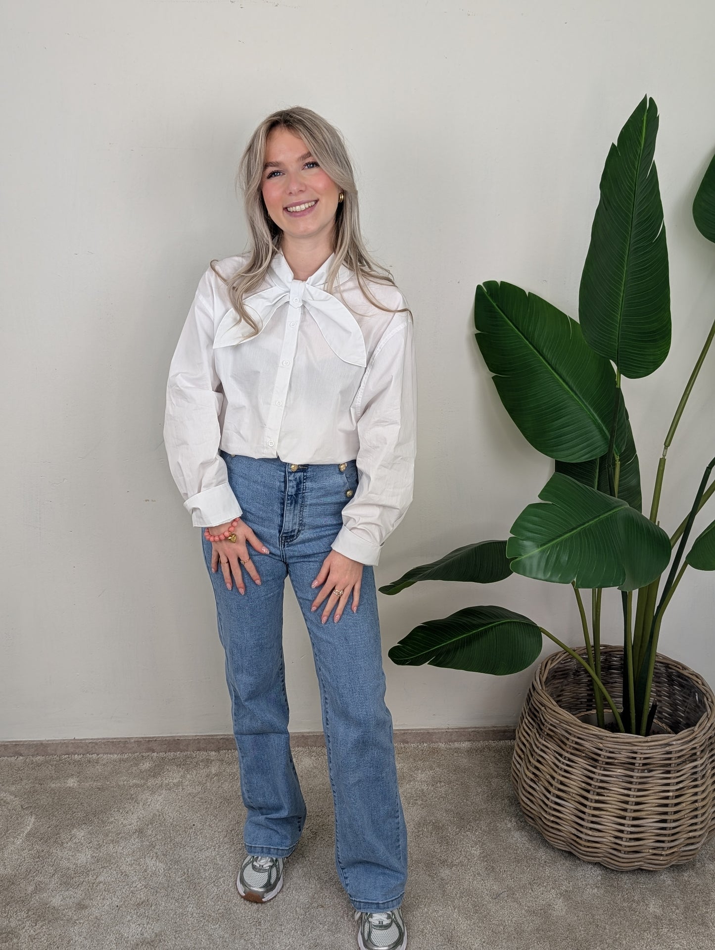 Oversized strik blouse Niomy - Wit