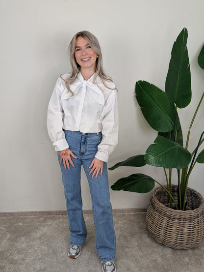 Oversized strik blouse Niomy - Wit