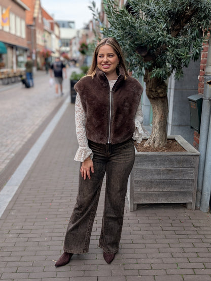 Vera twee kanten te dragen gilet - Bruin