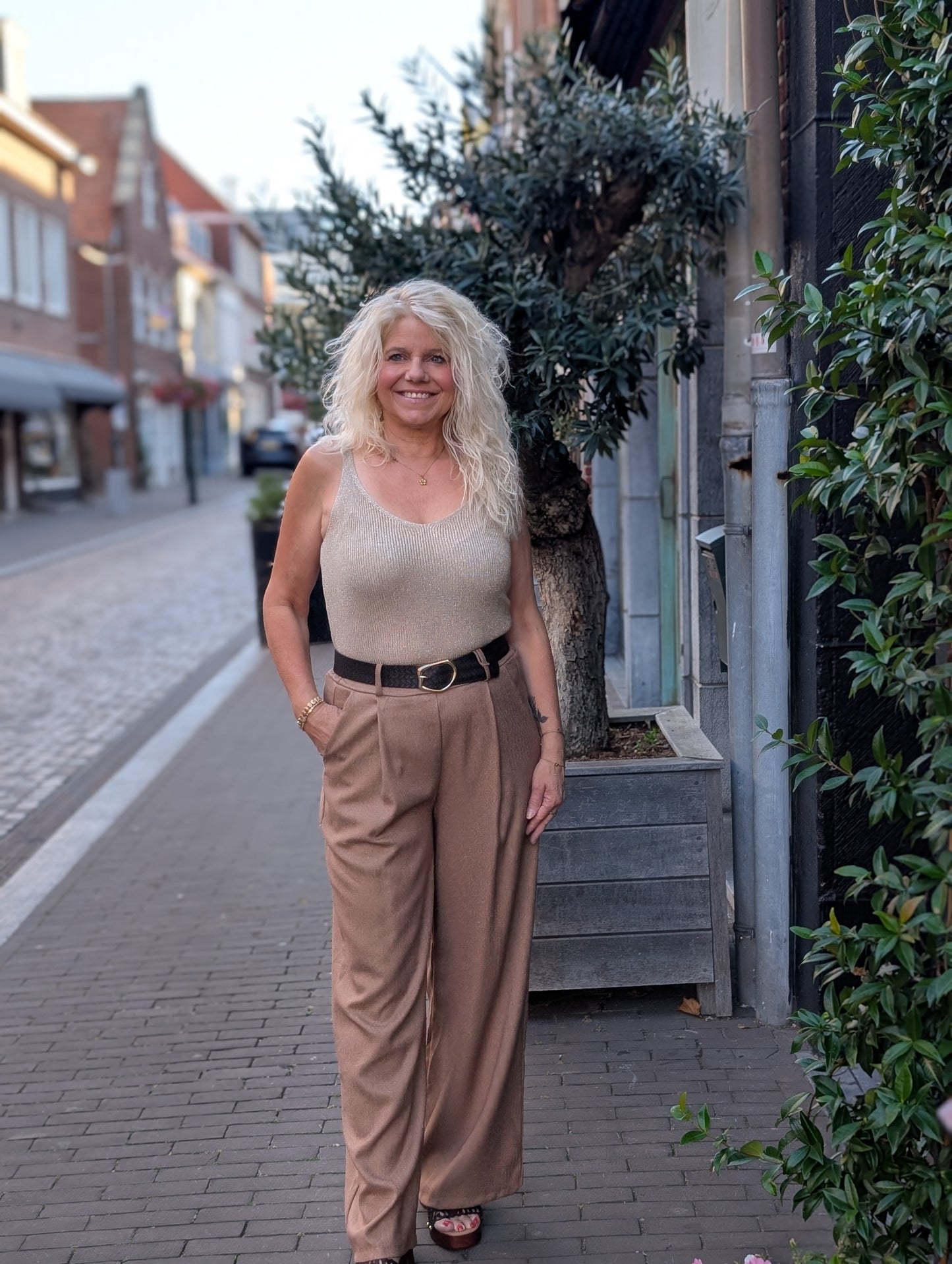 Jacky pantalon met riem - Mocca