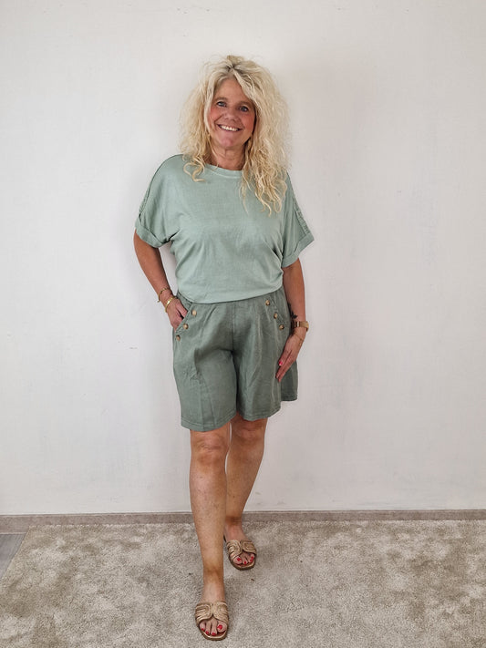 Tencel Short knopen Nora - Groen