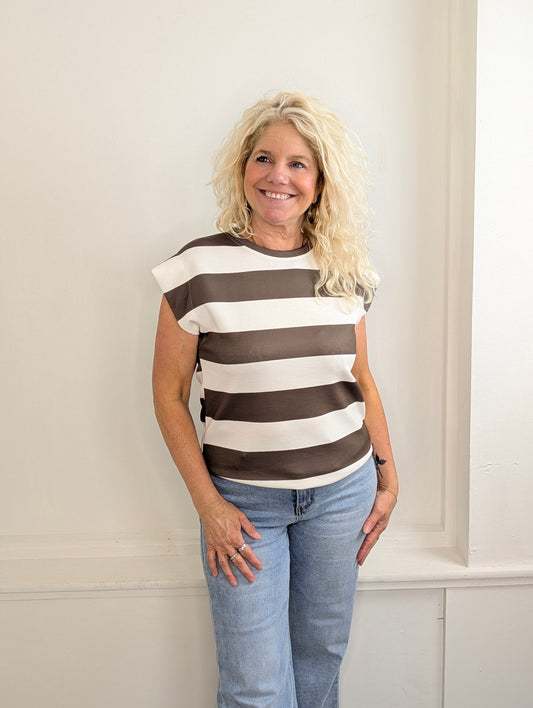 Striped top Sunset - Khaki/Ecru