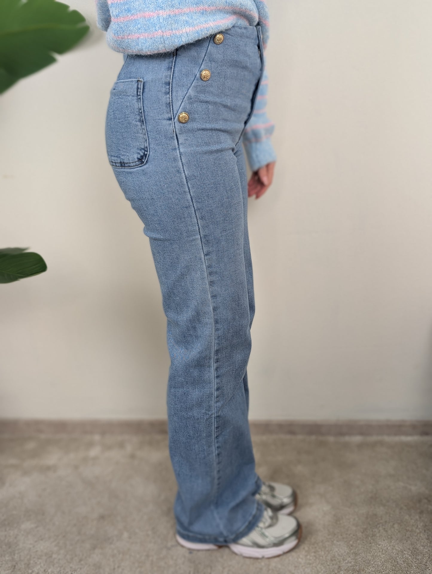 Marine jeans met gouden knopen - Jeans blauw