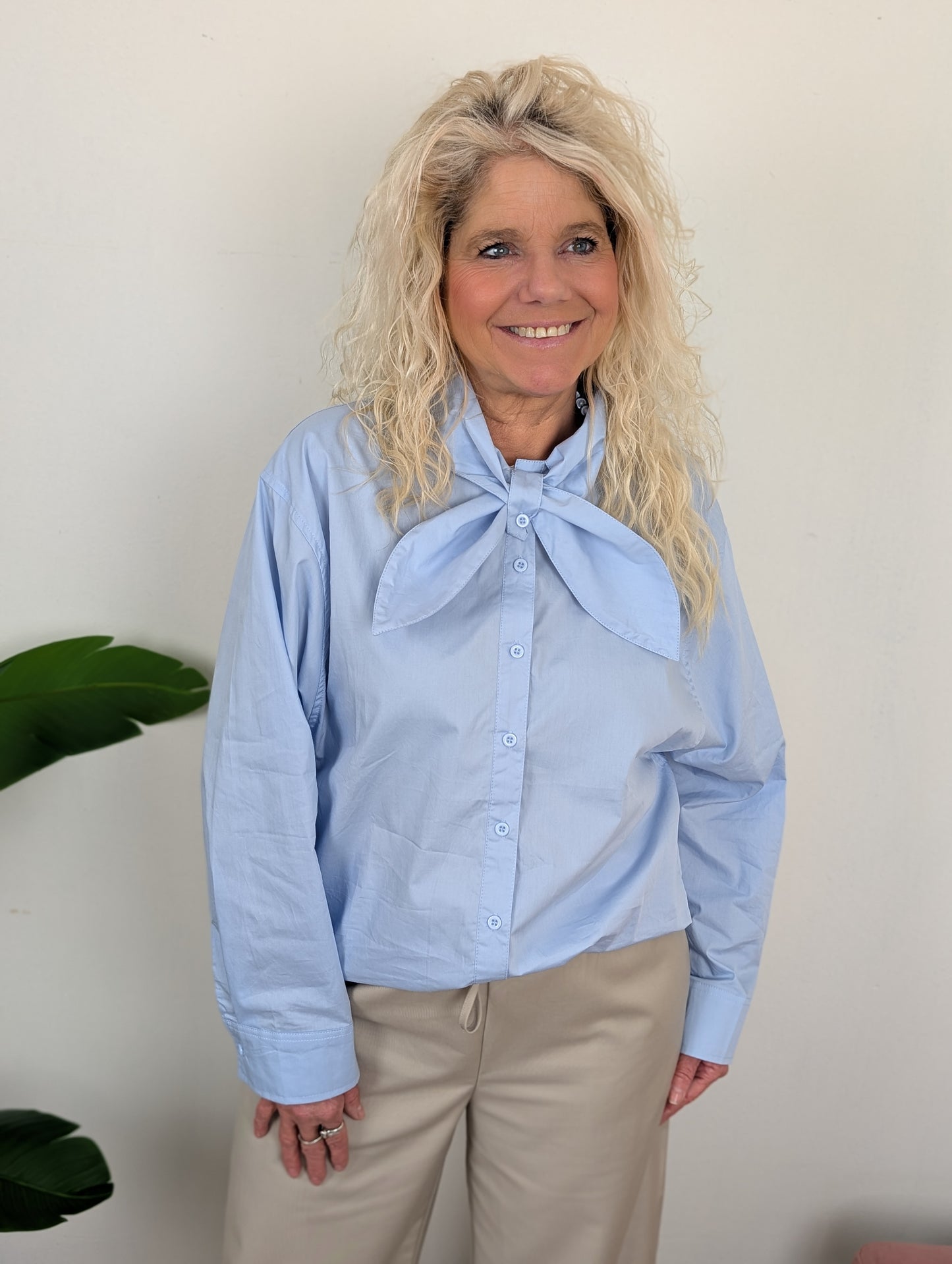 Oversized strik blouse Niomy - Lichtblauw