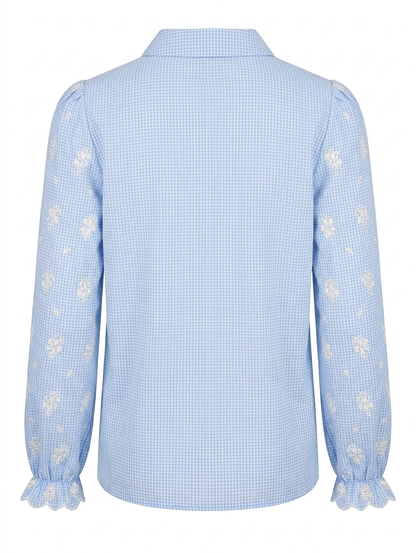 Claire Blossom Check Blouse - Blauw