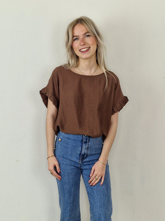 Kims ruffle blouse - Bruin
