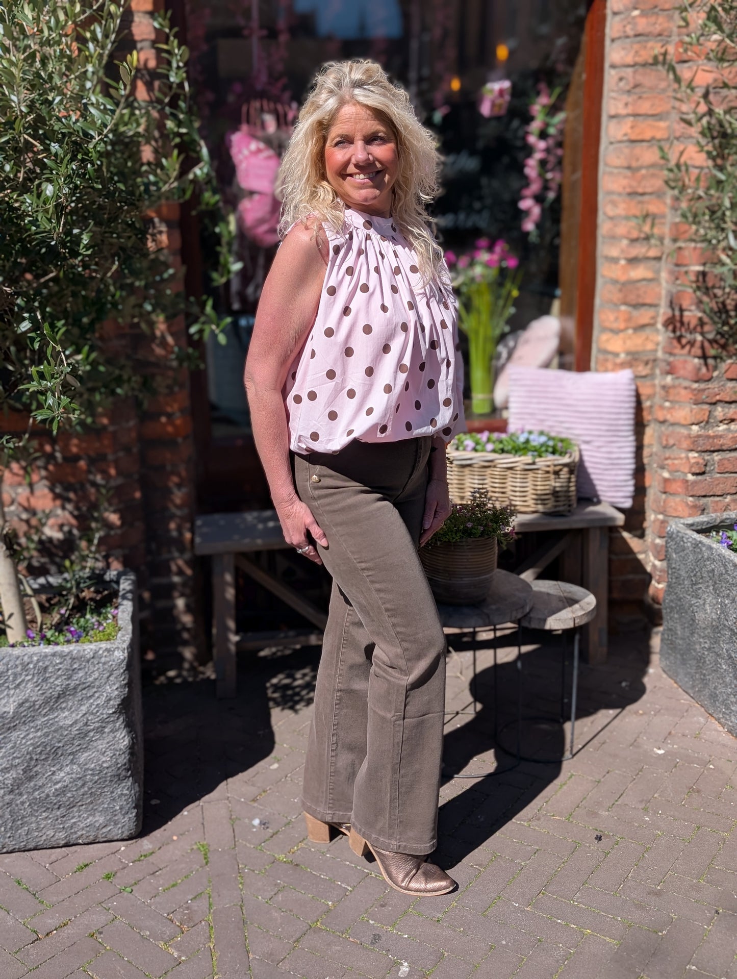 Laulia panter motief wide leg - Bruin