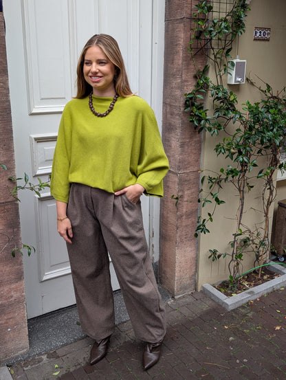 Tailo barrel ruitjes pantalon - Bruin / ecru