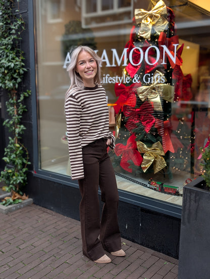 Gestreepte trui Romy - Bruin/Blauw