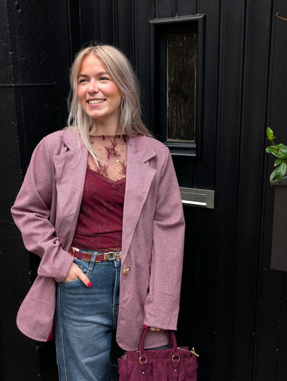 Rio ruiten blazer - Bordeaux / ecru