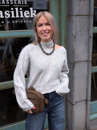 Maria off sholder trui - Licht grijs