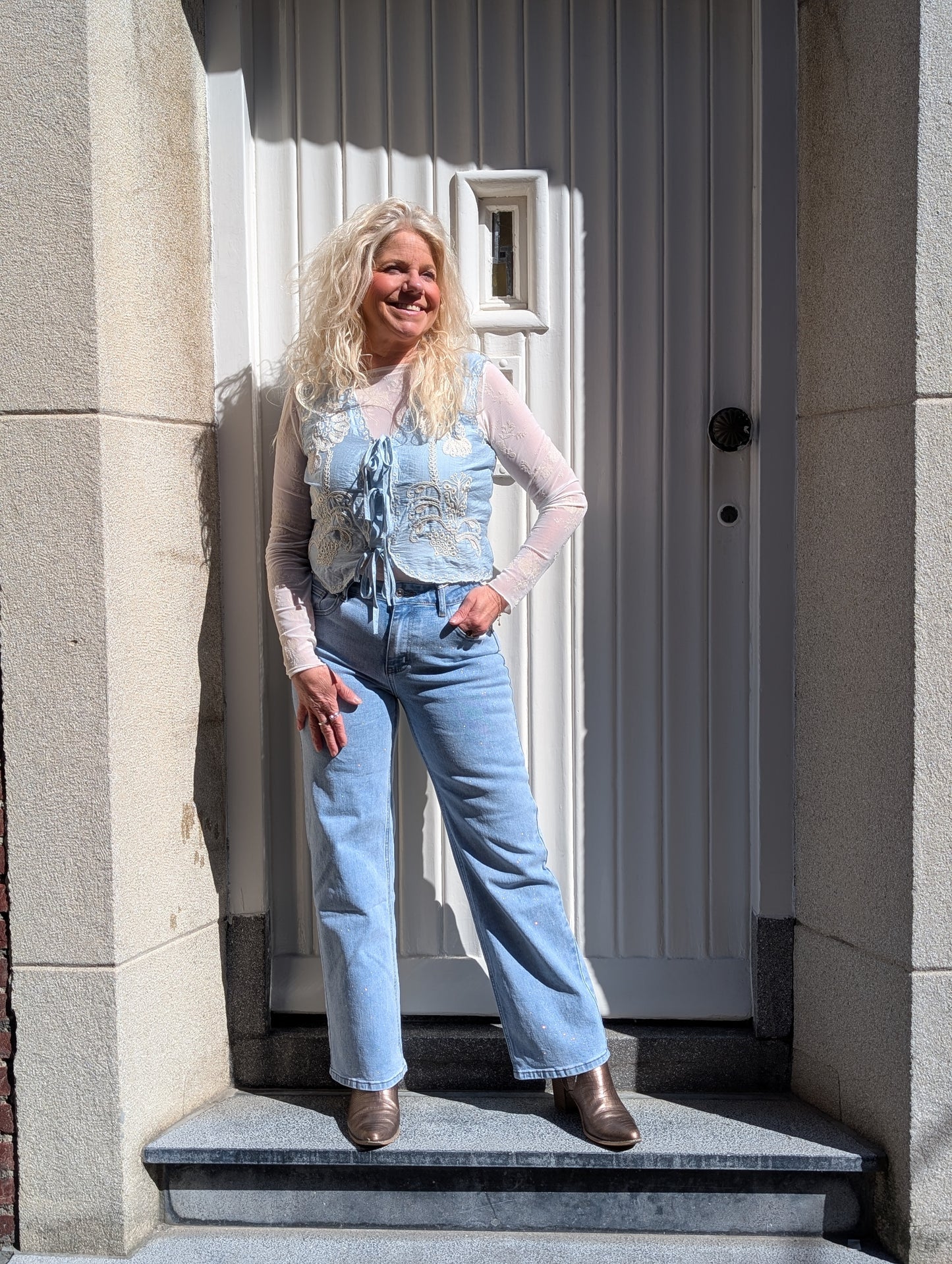 Folyrose glitter wide leg