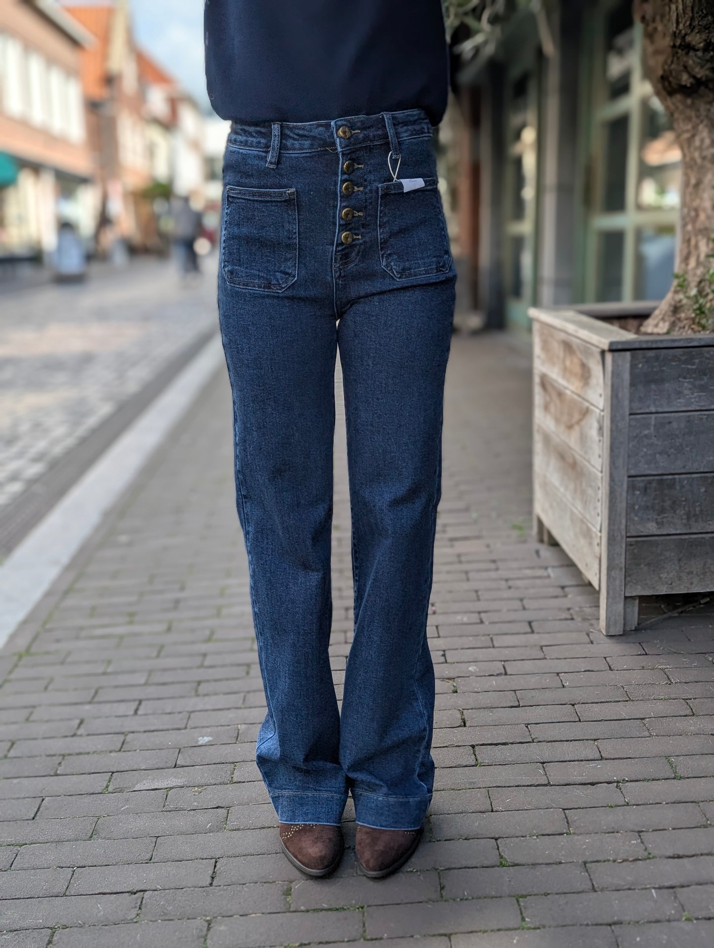 Folyrose broek Nina - Mid blauw