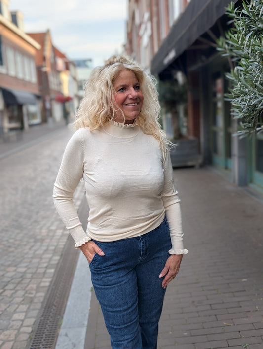 Maaike coll trui - Creme