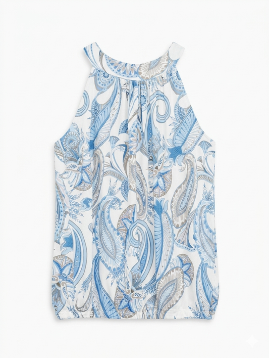 Multi way haltertop Paisley print - Blauw