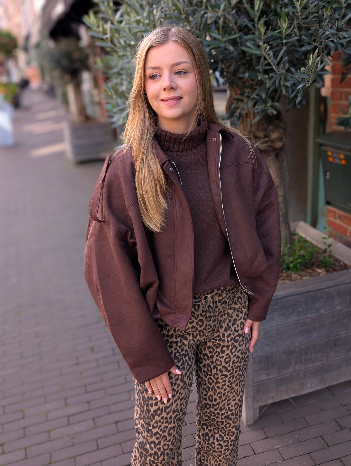 Suede jasje Dianne - Bruin