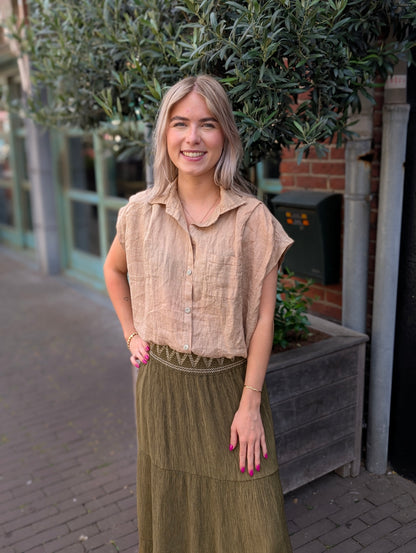 Linnen blouse Veerle - Camel