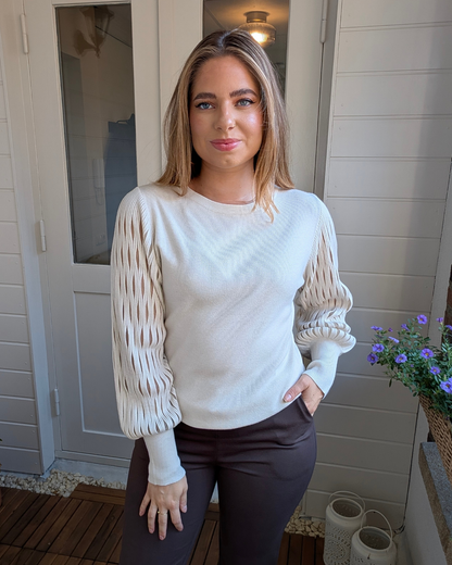 Trui met detail mouwen Anouk - Beige