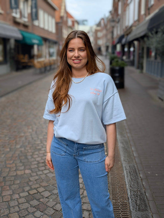 La Dolce vita teddy heart shirt - Blauw