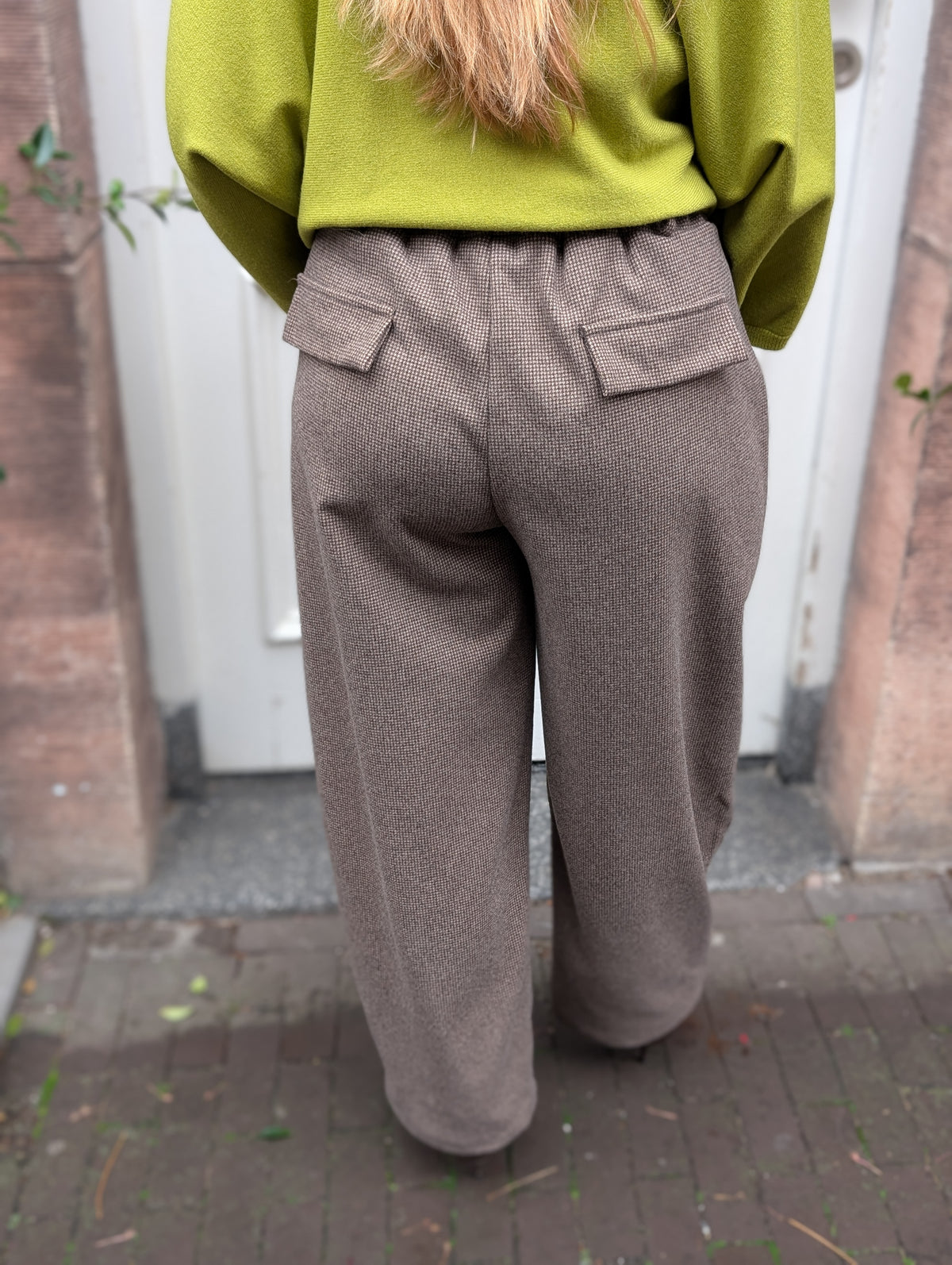 Tailo barrel ruitjes pantalon - Bruin / ecru