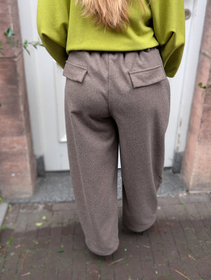 Tailo barrel ruitjes pantalon - Bruin / ecru