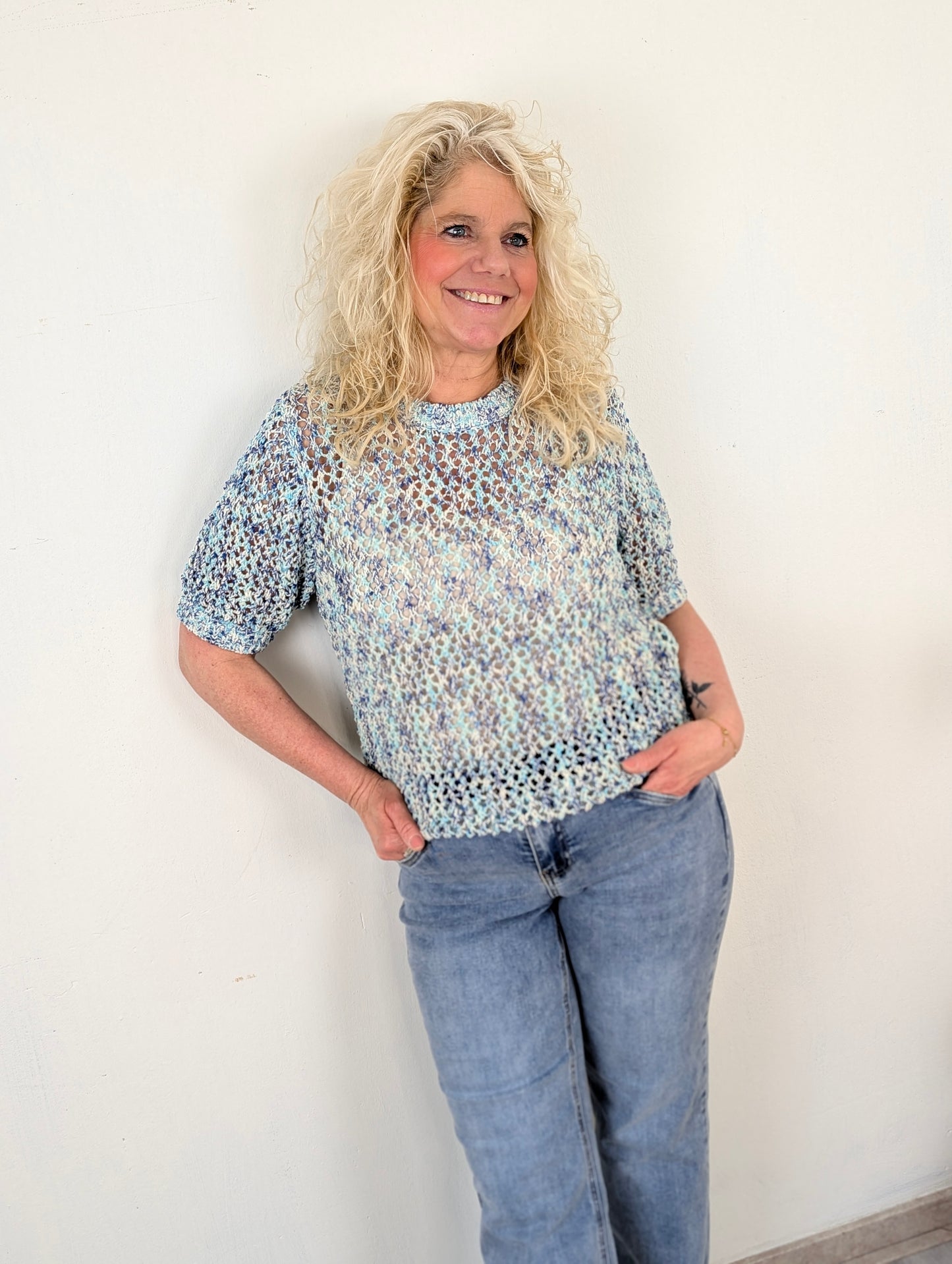 Jolene melange trui - Multi faded blue
