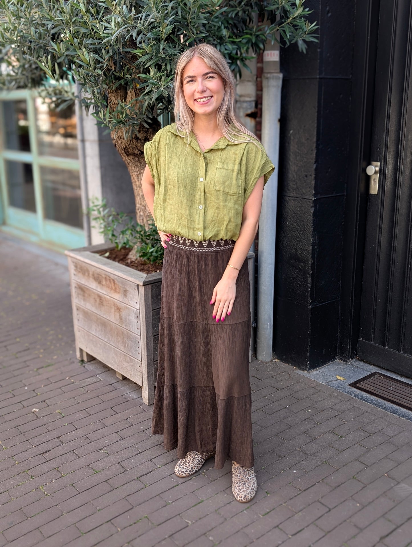 Linnen blouse Veerle - Groen