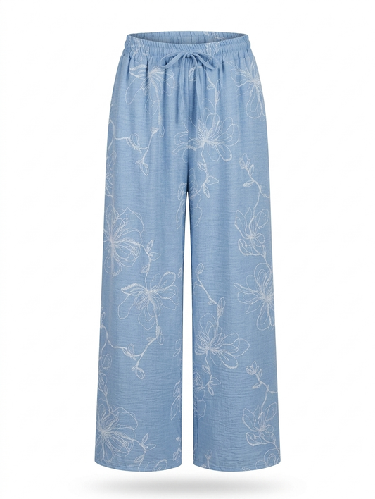 Print broek Gina - Blauw