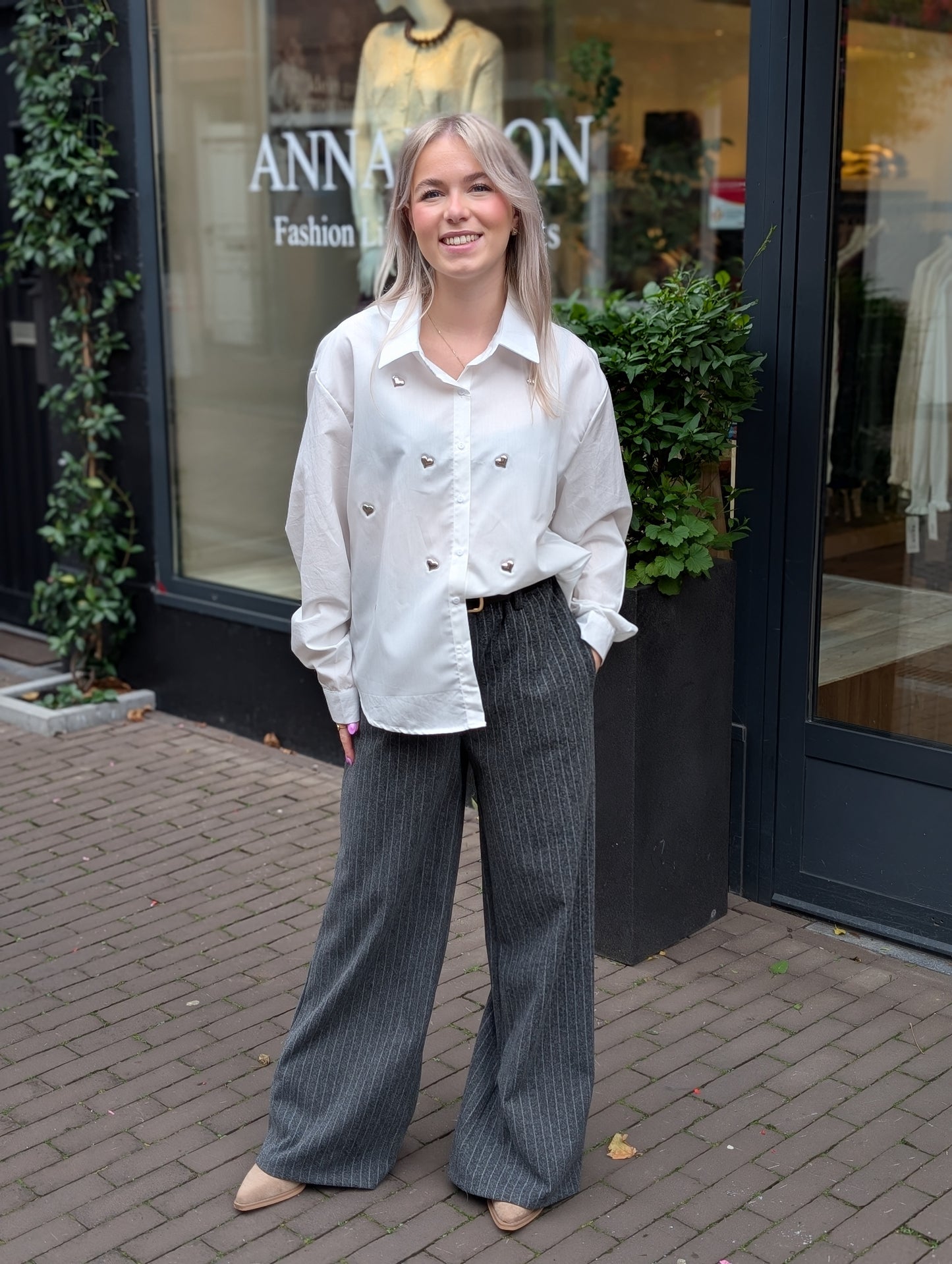 Maud blouse met zilverkleurige hartjes - Wit