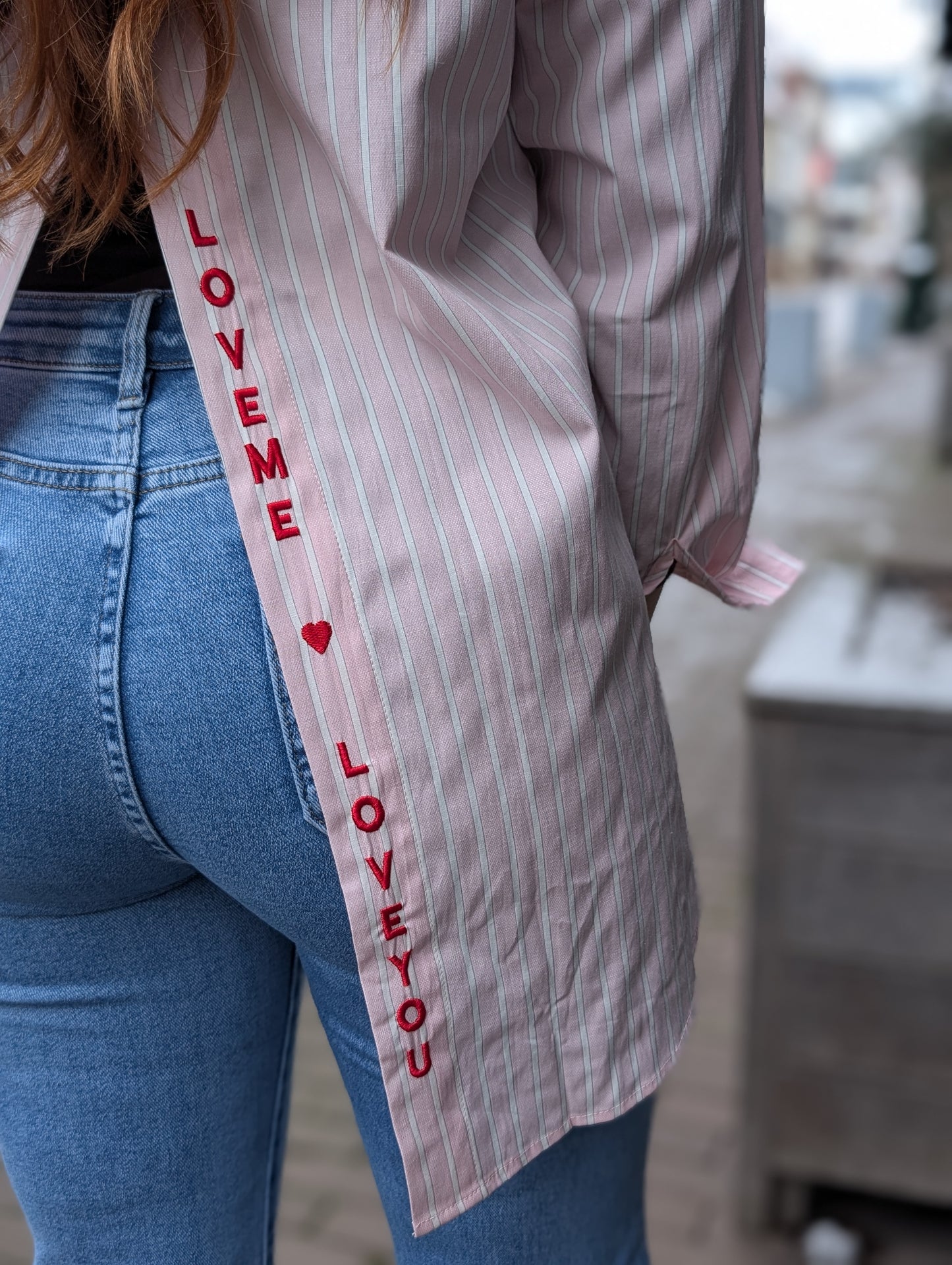 Love me Love you gestreepte blouse - Roze