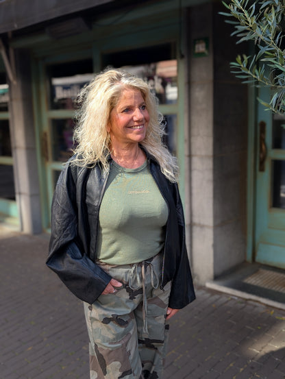 Faux leather bomber jasje - Zwart