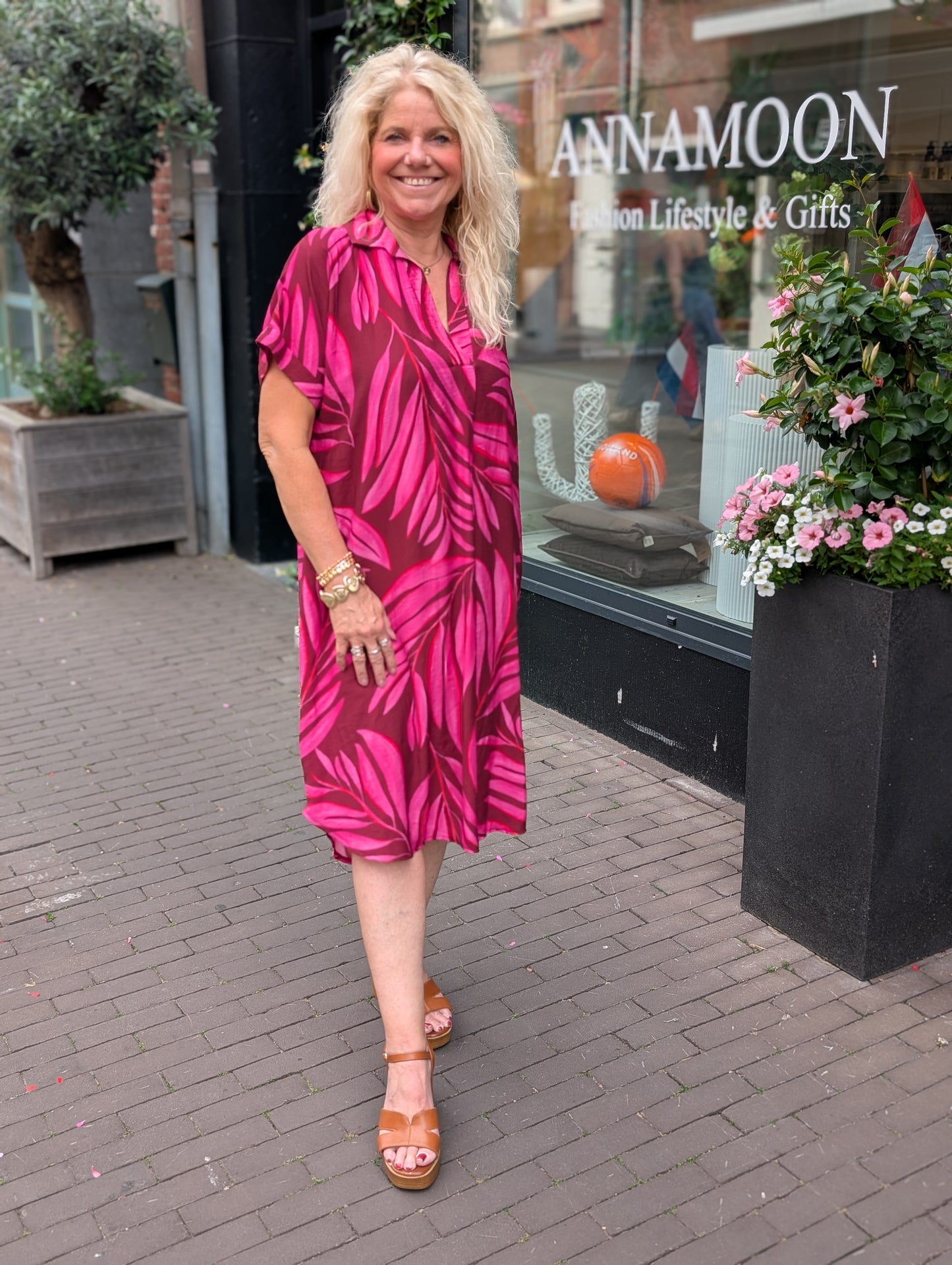 Thanny blouse jurk - Fuchsia
