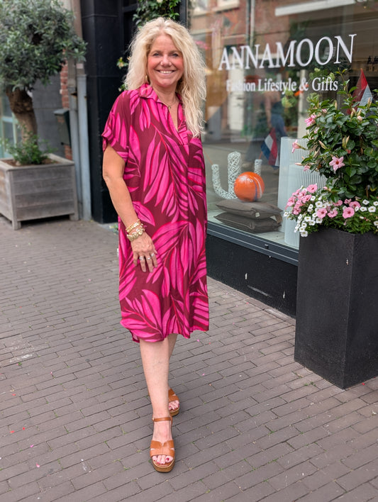 Thanny blouse jurk - Fuchsia