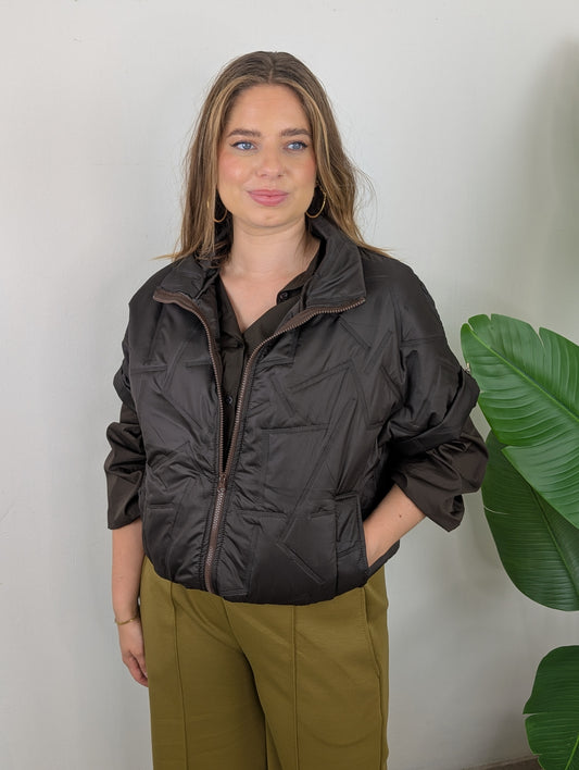Sophie doorgestikte bodywarmer - Bruin