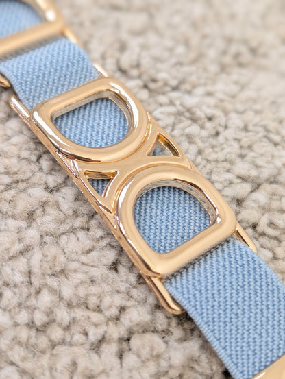 Elastische schakel riem goud - Blauw