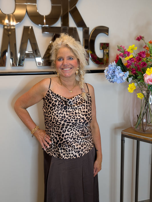 Loli waterval silk top - Leopard