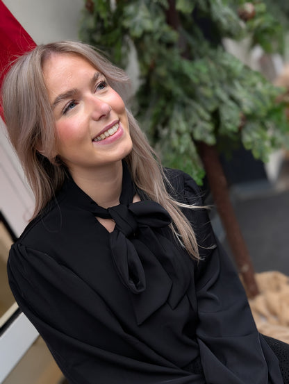 Amey strik blouse - Zwart