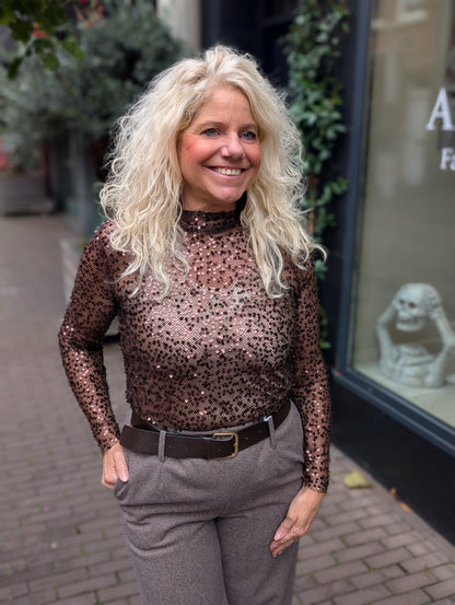 Pailletten top Nowy - Bruin