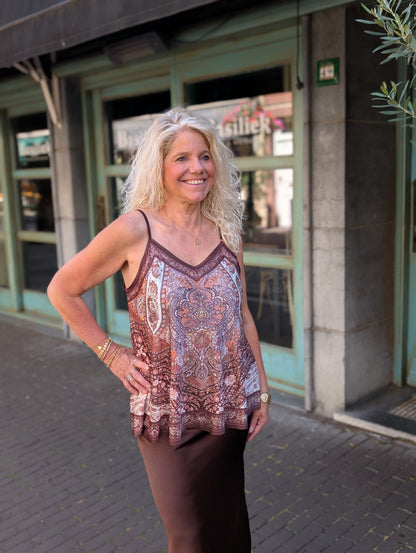 Mandala top - Bruin