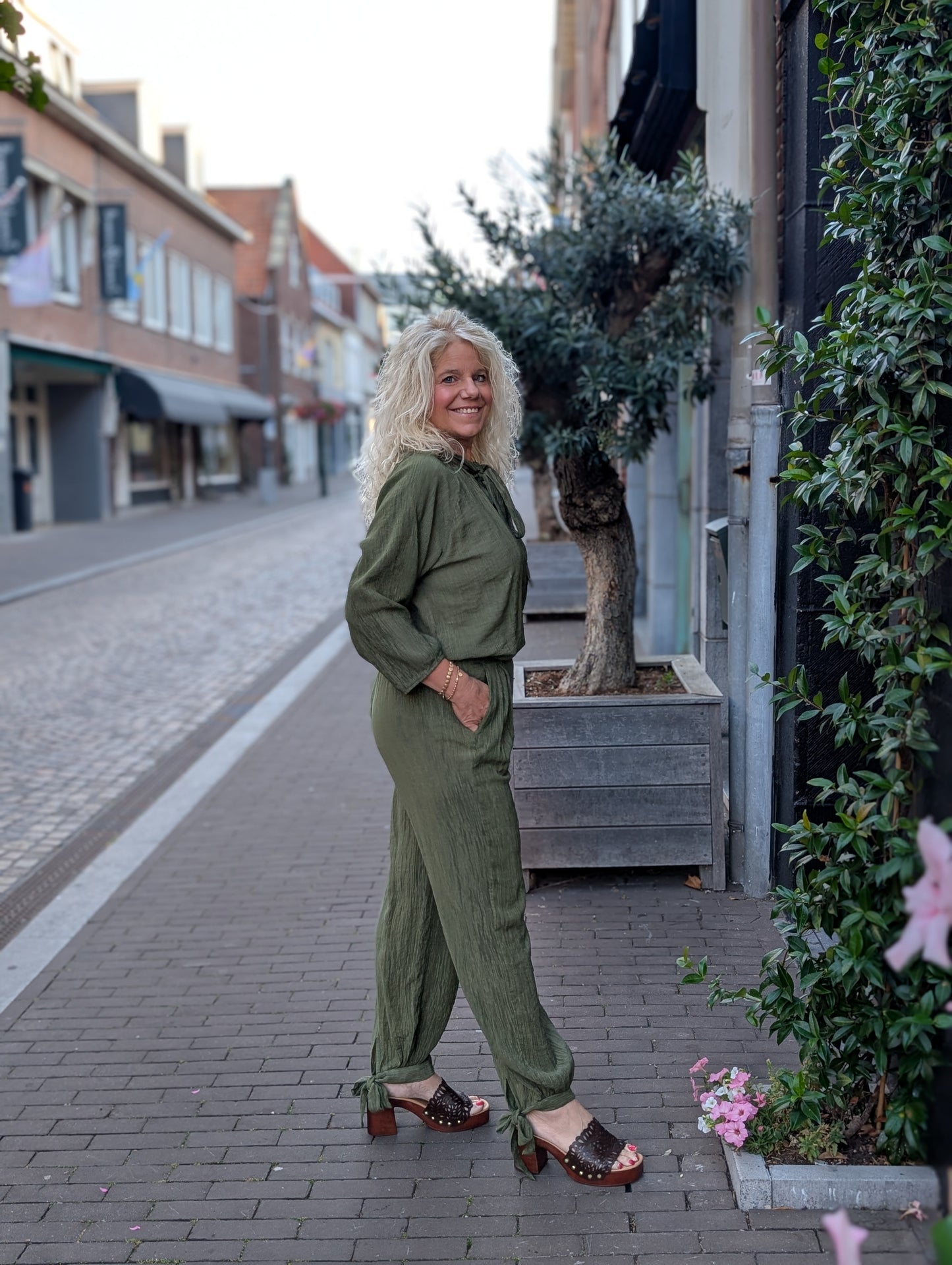 Bibara ballon broek met strik onderin - Groen