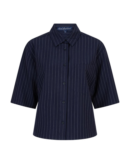 Red Button Nora blouse Pinstripe - darkblue