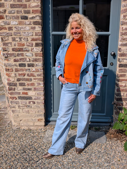 Flower denim jacket - Jeans